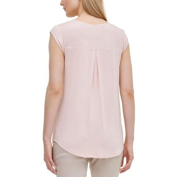 Calvin Klein Mixed Media V-Neck Top size Large - Picture 2 of 12